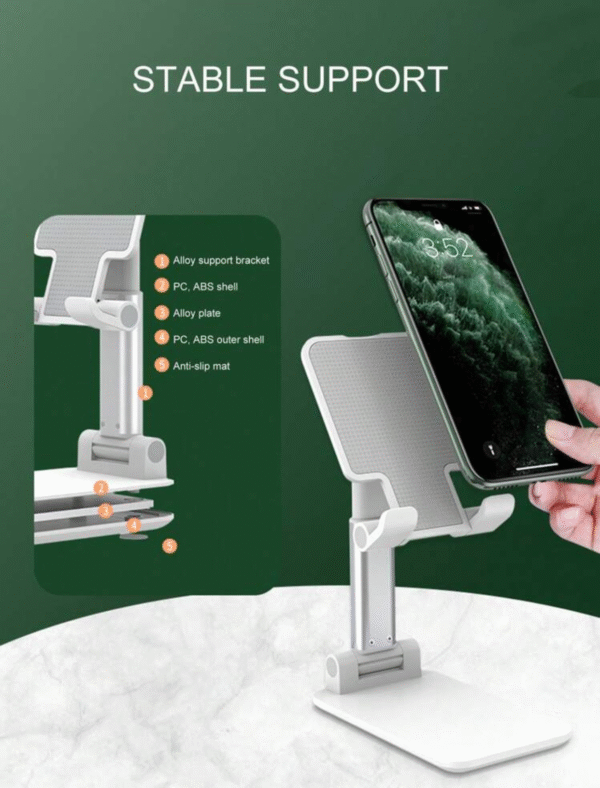 Support smartphone pliable & réglable – rotatif 360° & ultra-compact