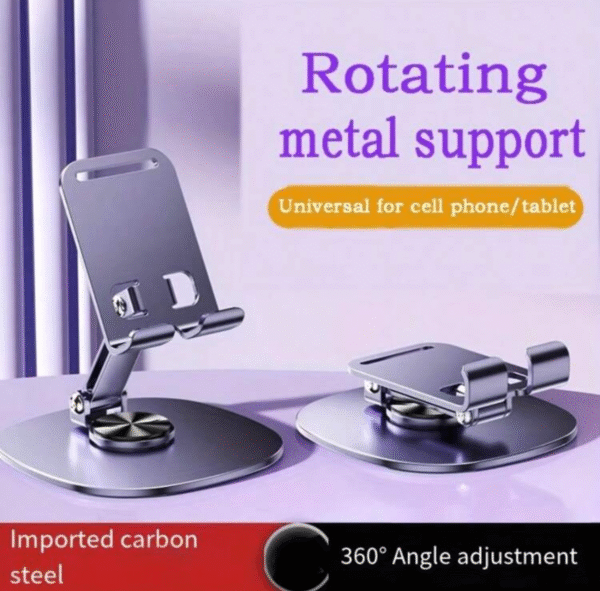 Support métallique rotatif 360° pour smartphone – Bureau & Table