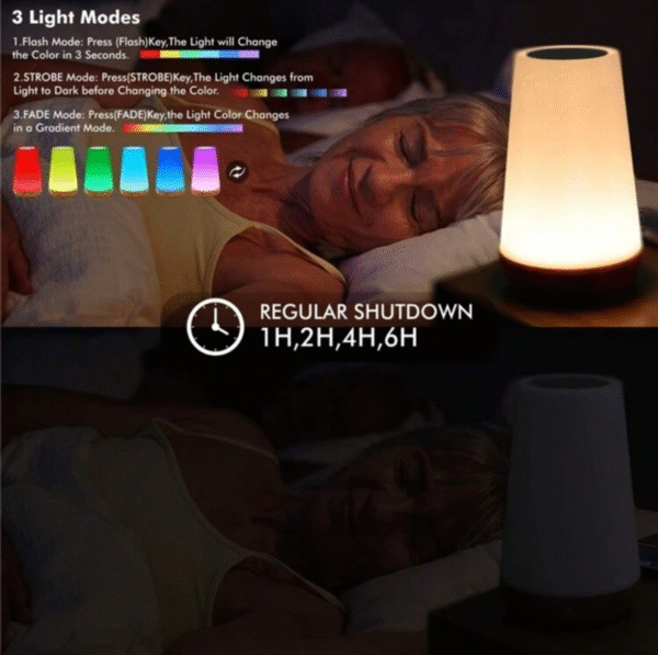 Lampe tactile LED multicolore rechargeable USB – 13 coloris & télécommande