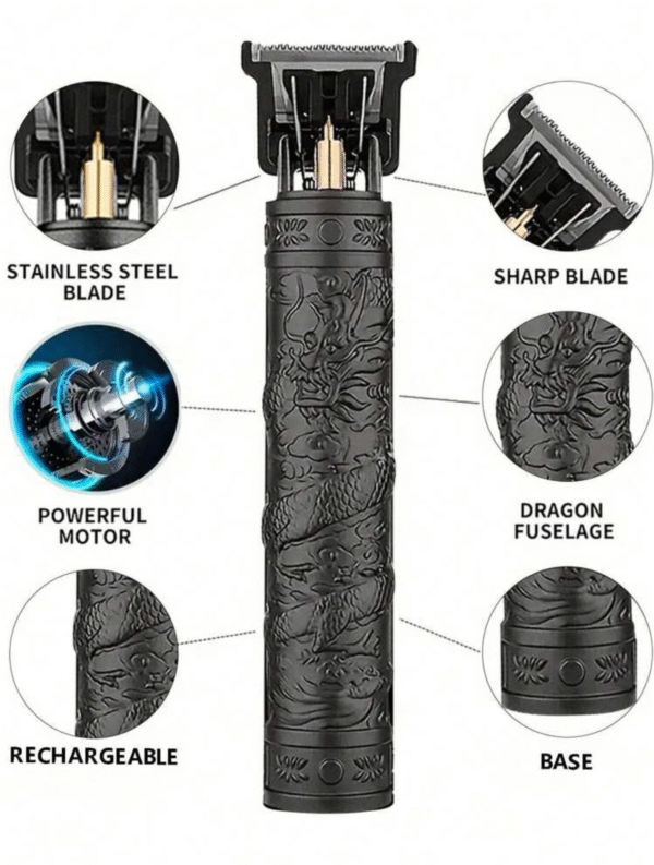 Tondeuse à cheveux rechargeable USB – Corps métallique doré & 4 sabots