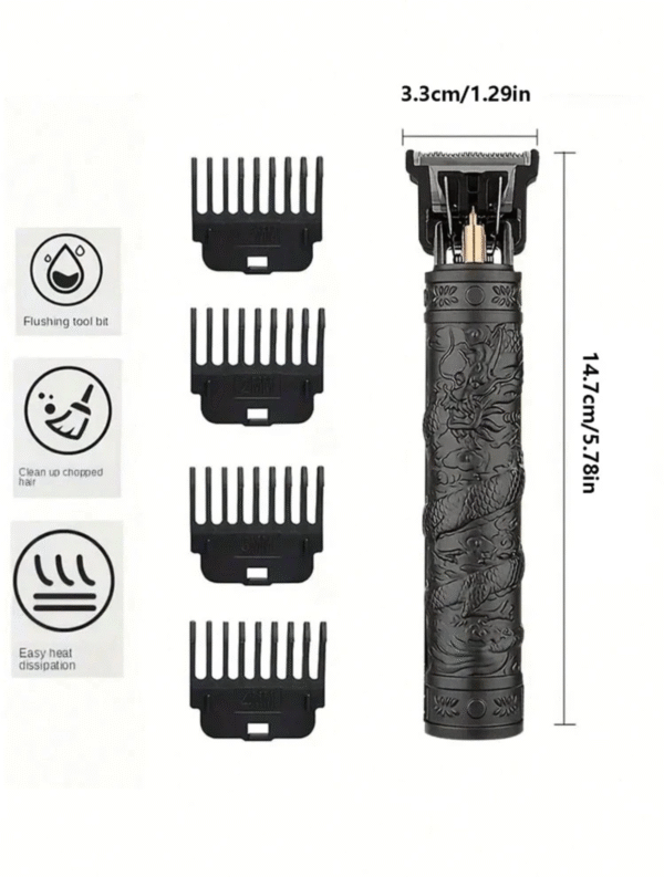 Tondeuse à cheveux rechargeable USB – Corps métallique doré & 4 sabots