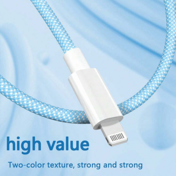 Câble USB-C vers Lightning 20 W tressé nylon – Charge rapide & durable (2 m)