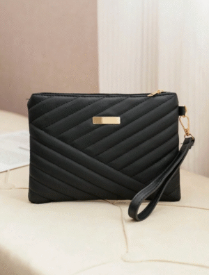 Pochette clutch matelassée – bandoulière amovible & grande capacité