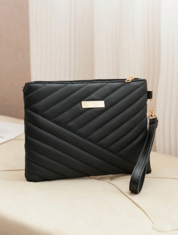Pochette clutch matelassée – bandoulière amovible & grande capacité