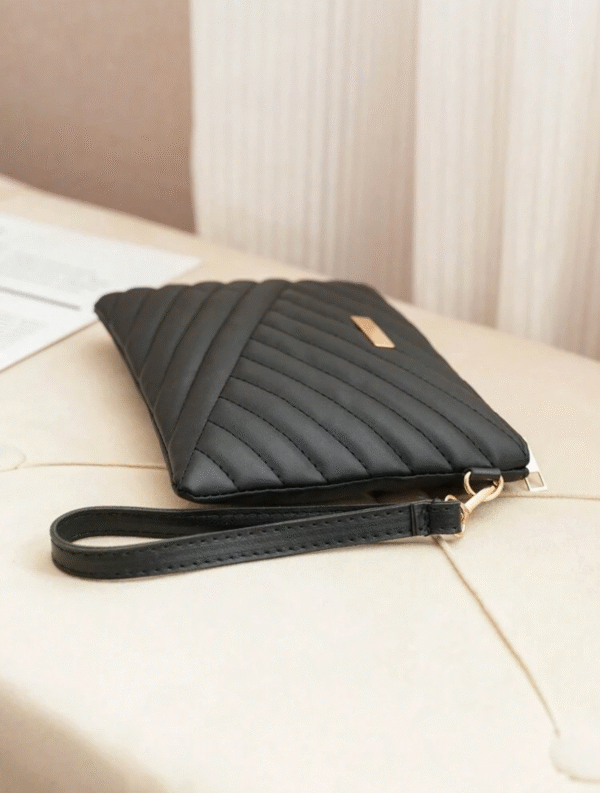 Pochette clutch matelassée – bandoulière amovible & grande capacité