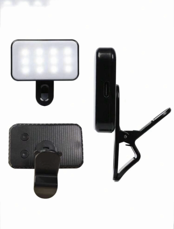 Lampe selfie LED clip 3 températures – rechargeable USB, ultra-portable