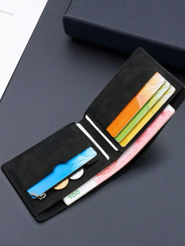 Portefeuille homme compact – double-volets en cuir PU