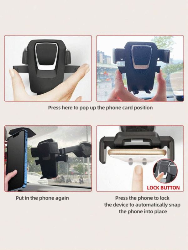Support téléphone voiture à ventouse – bras articulé & rotation 360°