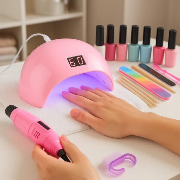Kit manucure complet professionnel – Lampe UV, ponceuse, limes et accessoires (USB)