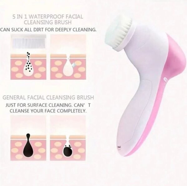 Brosse nettoyante visage 5 en 1 – Électrique, massage & exfoliation