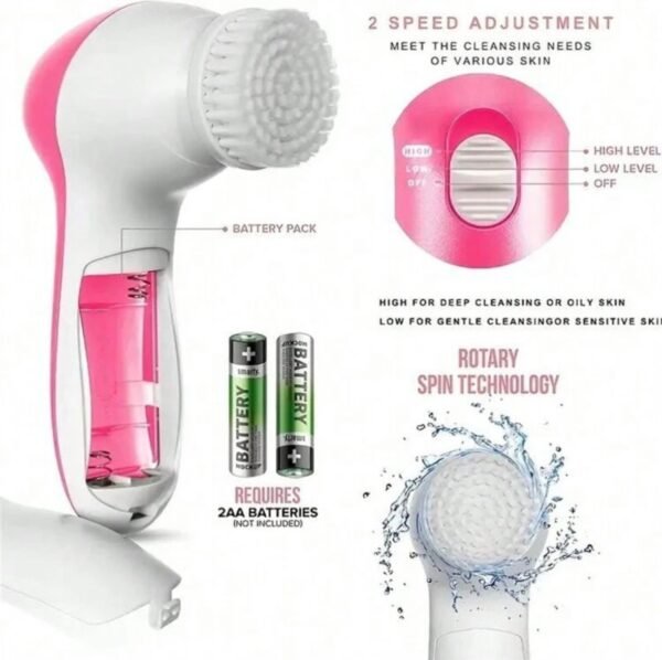 Brosse nettoyante visage 5 en 1 – Électrique, massage & exfoliation