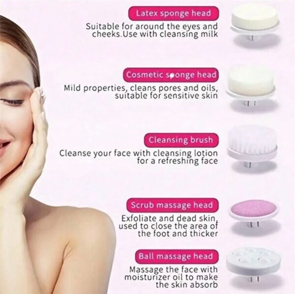 Brosse nettoyante visage 5 en 1 – Électrique, massage & exfoliation