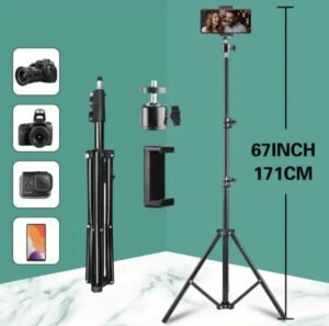 Trépied télescopique 171 cm – Support smartphone & appareil photo avec tête rotative