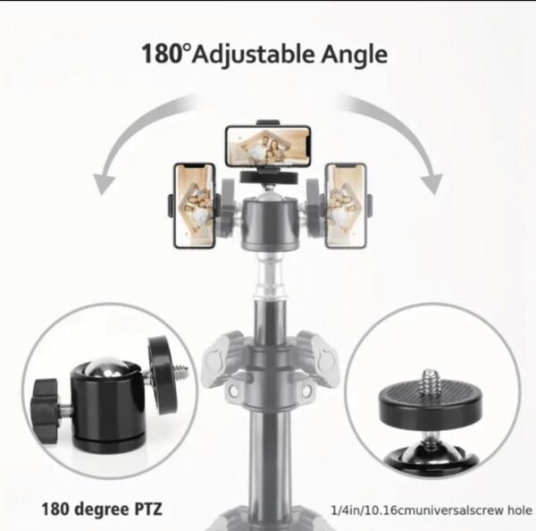 Trépied télescopique 171 cm – Support smartphone & appareil photo avec tête rotative