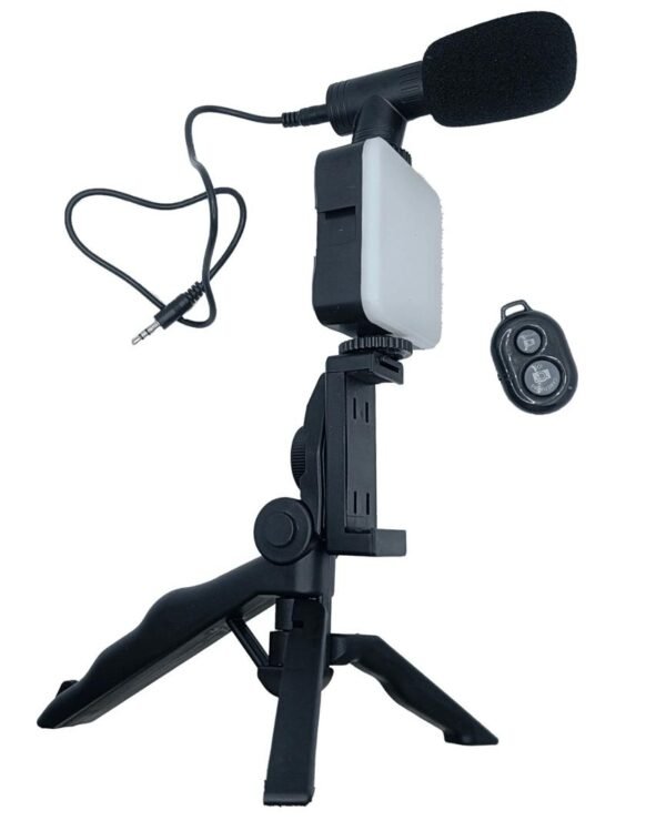 Kit Vlog débutant – Trépied, micro et lumière LED pour téléphone (iPhone & Android)