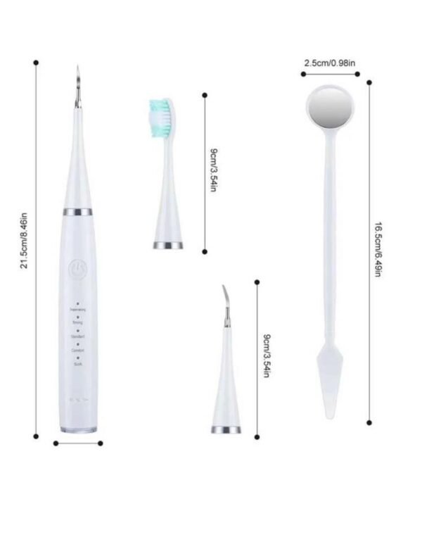 Brosse à dents électrique blanche – Détrartante, détachante, avec 3 têtes interchangeables + câble USB