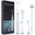 Brosse à dents électrique blanche – Détrartante, détachante, avec 3 têtes interchangeables + câble USB