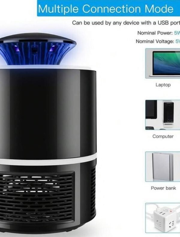 Piège électrique à moustiques – Anti-mouches avec lumière UV et ventilation silencieuse (USB)