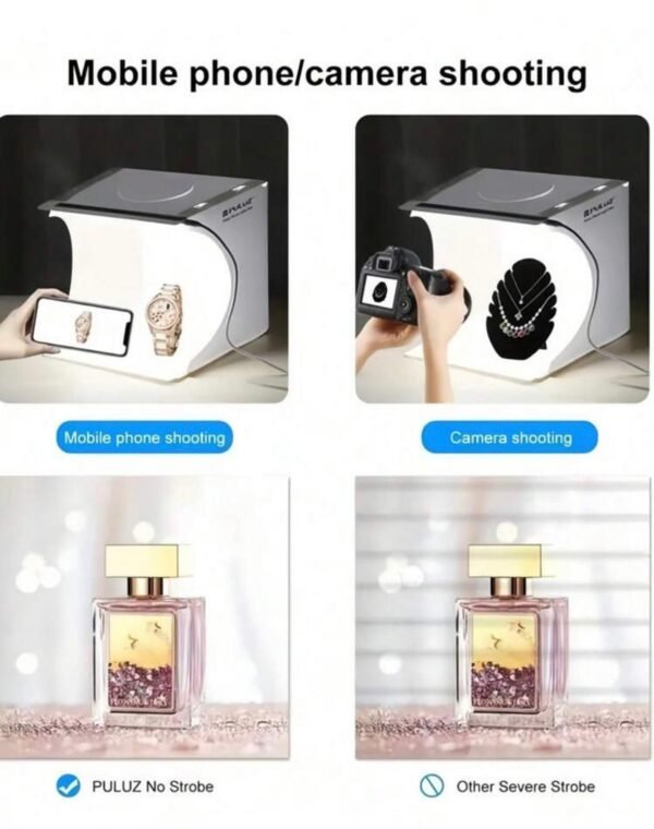 Mini studio photo PULUZ avec éclairage LED – Pour photos de produits pro avec téléphone