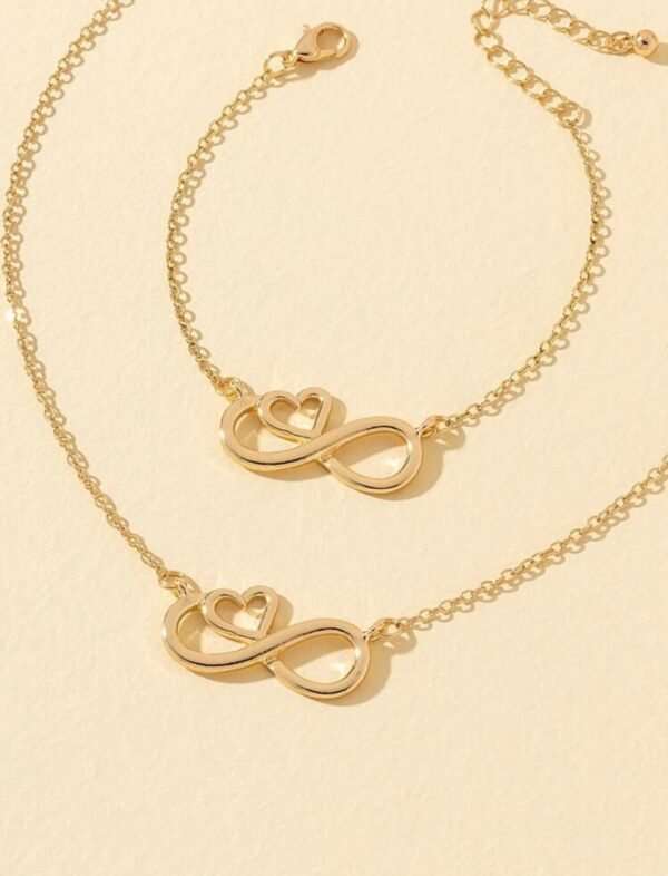 Set Collier + Bracelet Doré – Symbole Infini & Cœur – Cadeau élégant pour femme