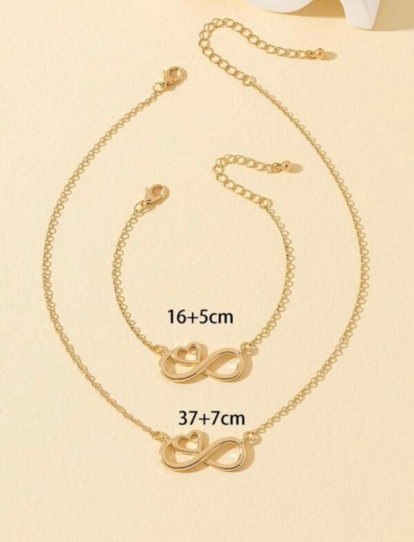 Set Collier + Bracelet Doré – Symbole Infini & Cœur – Cadeau élégant pour femme