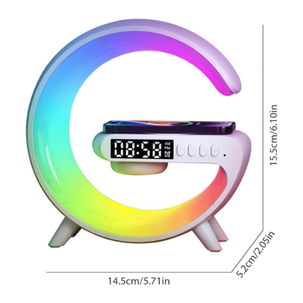 Enceinte Bluetooth G63 4-en-1 : Veilleuse LED, Réveil Digital, Chargeur Sans Fil Rapide 15W & Haut-parleur Stéréo