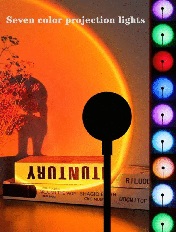 Lampe projection “Couché de soleil” USB – Ambiance arc-en-ciel 360° & 7 modes