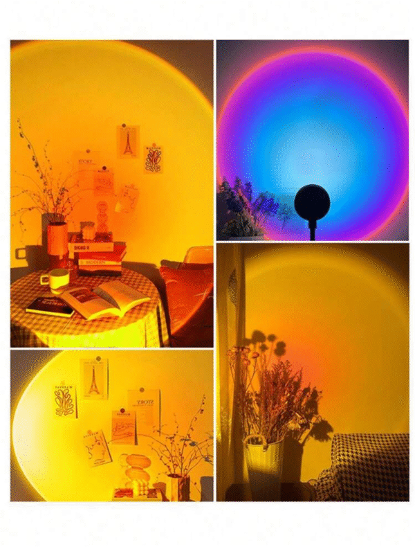 Lampe projection “Couché de soleil” USB – Ambiance arc-en-ciel 360° & 7 modes