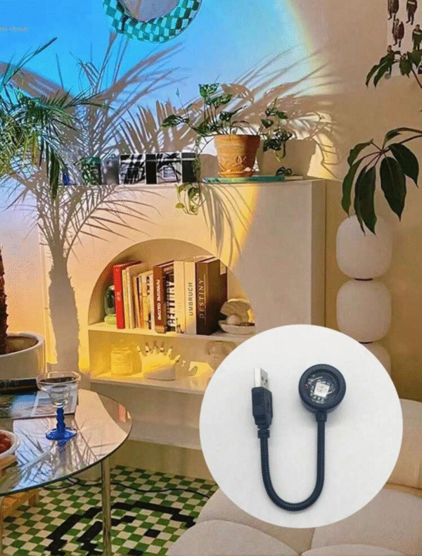 Lampe projection “Couché de soleil” USB – Ambiance arc-en-ciel 360° & 7 modes