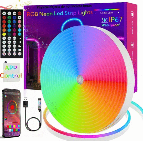 Ruban LED RGB “Neon” USB 5 m – Contrôle appli & télécommande, modes musique