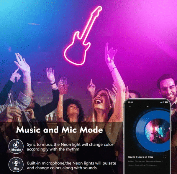 Ruban LED RGB “Neon” USB 5 m – Contrôle appli & télécommande, modes musique