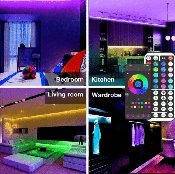Ruban LED RGB 10 m – Contrôle par appli et télécommande, modes musique