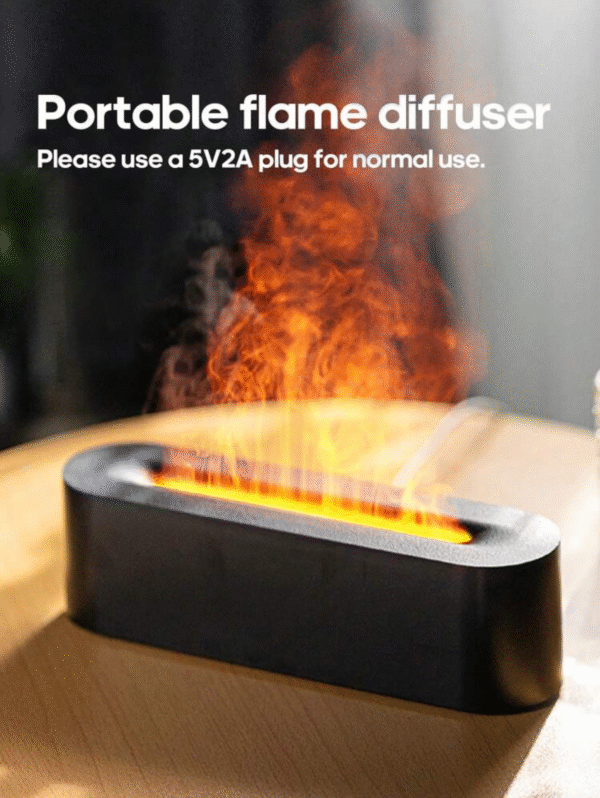 Diffuser d’arômes USB Effet Flamme – Humidificateur 2-en-1 Ultra-Compact 150 ml (Noir)