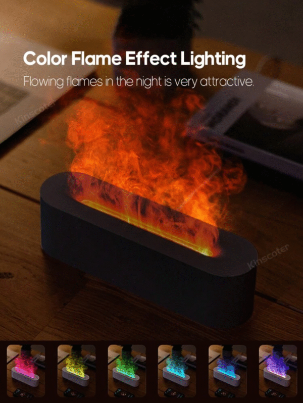 Diffuser d’arômes USB Effet Flamme – Humidificateur 2-en-1 Ultra-Compact 150 ml (Noir)