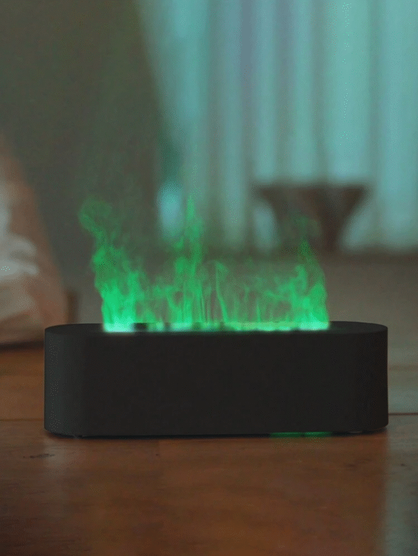Diffuser d’arômes USB Effet Flamme – Humidificateur 2-en-1 Ultra-Compact 150 ml (Noir)