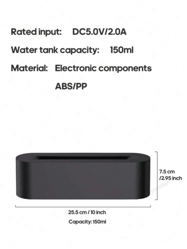 Diffuser d’arômes USB Effet Flamme – Humidificateur 2-en-1 Ultra-Compact 150 ml (Noir)