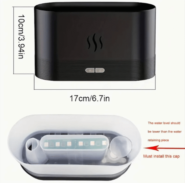 Humidificateur Ultrasonique 150 ml à Simulation de Flamme – Diffuseur d’Arômes USB