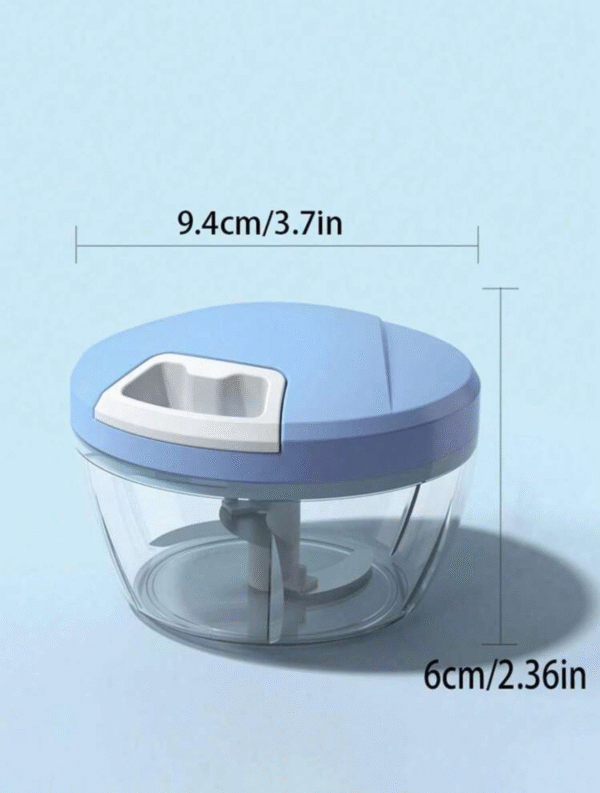 Hachoir à Cordelettes Manuel – Bol 600 ml en Plastique avec Couvercle, 3 Lames en Acier Inoxydable, Deux Couleurs
