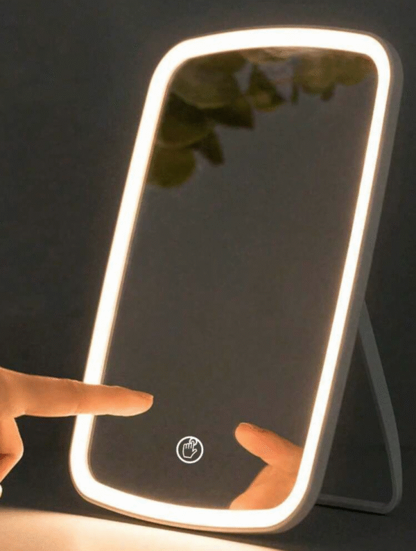 Miroir de Maquillage LED Rechargeable – Vanité avec Éclairage Frontal, 3 Modes de Luminosité, Design Compact (Blanc)