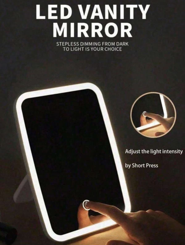 Miroir de Maquillage LED Rechargeable – Vanité avec Éclairage Frontal, 3 Modes de Luminosité, Design Compact (Blanc)