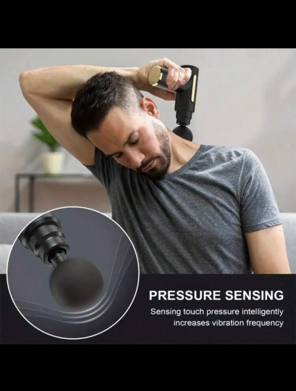 HYUNDAI Massage Gun – Pistolet de Massage Électrique Deep Tissue avec 4 Têtes Interchangeables, Portable