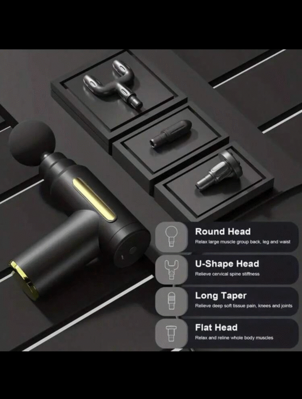 HYUNDAI Massage Gun – Pistolet de Massage Électrique Deep Tissue avec 4 Têtes Interchangeables, Portable