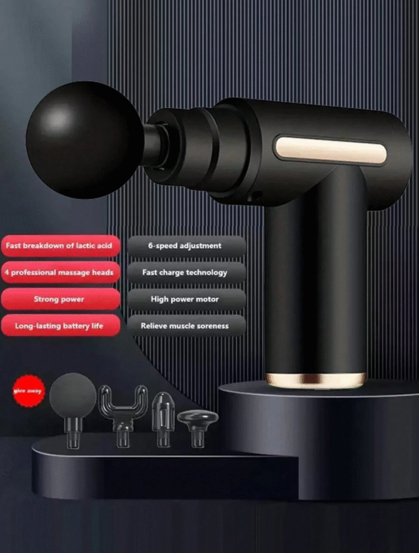 HYUNDAI Massage Gun – Pistolet de Massage Électrique Deep Tissue avec 4 Têtes Interchangeables, Portable