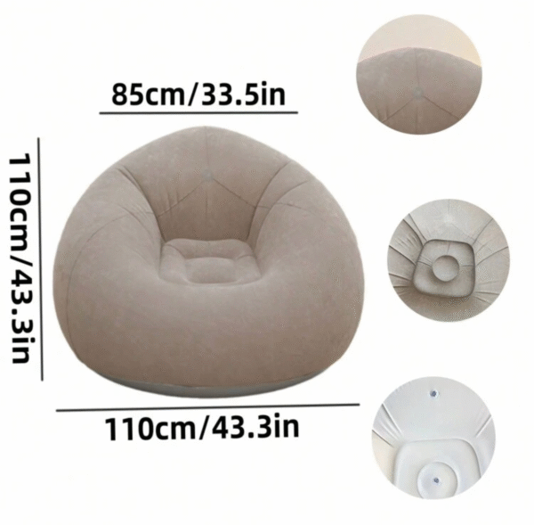 Canapé Gonflable “Flocking” Unisexe – Fauteuil Boule Portable, Revêtement Velours, Usage Intérieur/Extérieur