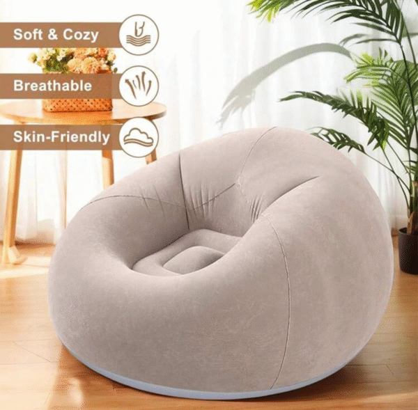Canapé Gonflable “Flocking” Unisexe – Fauteuil Boule Portable, Revêtement Velours, Usage Intérieur/Extérieur