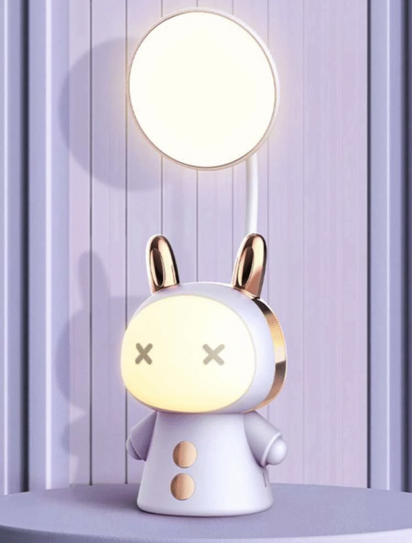 Lampe de Bureau LED en ABS – Design Cartoon “Lapin”, Couleur Pourpre, Lampe de Chevet/Étude
