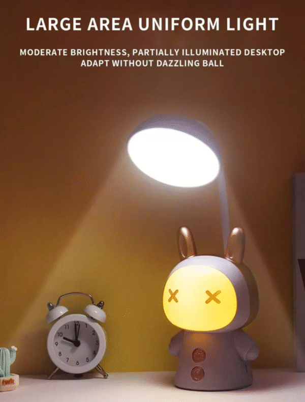 Lampe de Bureau LED en ABS – Design Cartoon “Lapin”, Couleur Pourpre, Lampe de Chevet/Étude
