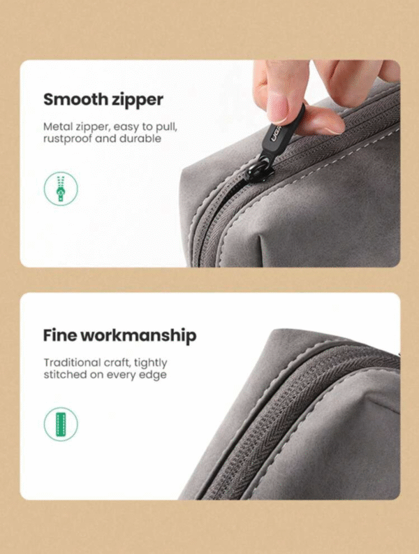 UGREEN Trousse de Rangement Voyage pour Accessoires Électroniques – Organisateur de Câbles, Chargeurs & Périphériques, PU Cuir Grand Volume