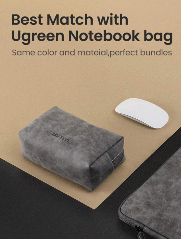 UGREEN Trousse de Rangement Voyage pour Accessoires Électroniques – Organisateur de Câbles, Chargeurs & Périphériques, PU Cuir Grand Volume