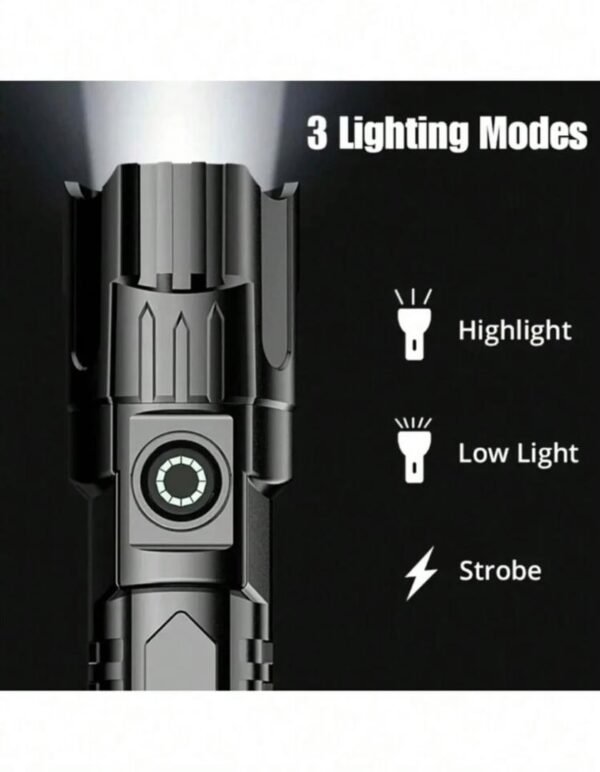 Lampe torche LED puissante rechargeable USB – longue portée & compacte